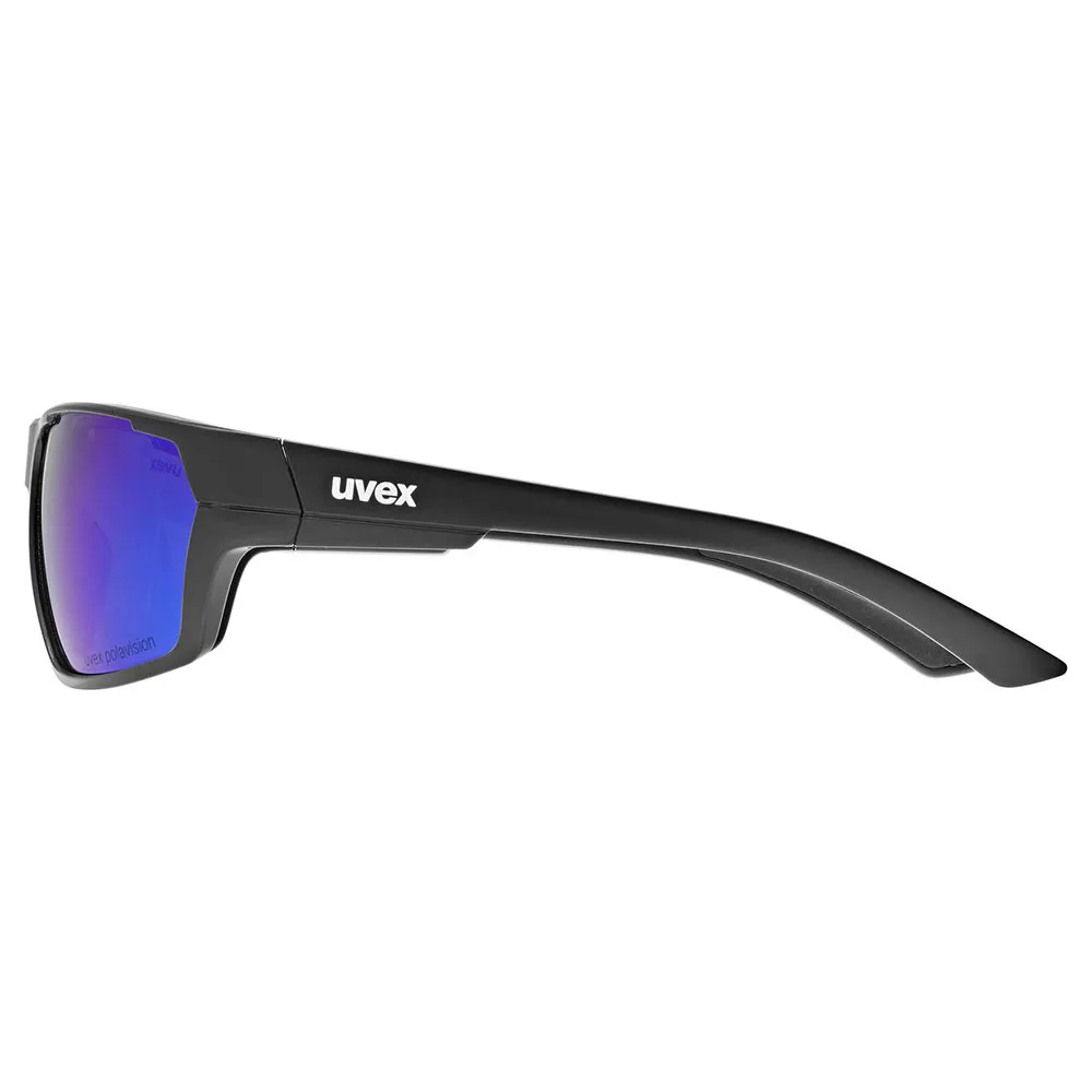 Uvex Sportstyle 233 Polariserade Solglasögon, Black matt, Polavision Mirror Green/CAT3