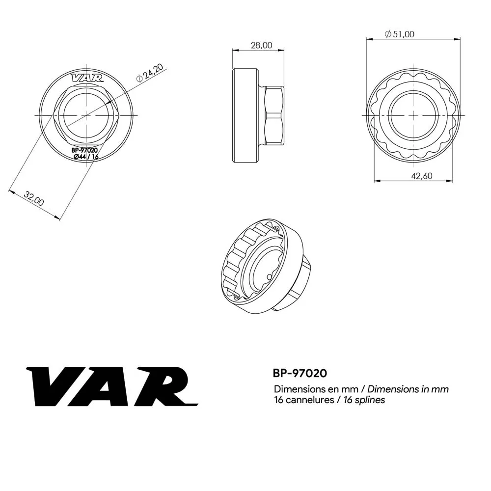 VAR Bafang M600/m500/m620 Vevlagerverktyg, Black, One Size VAR Bafang M600/m500/m620 Vevlagerverktyg, Black, One Size
