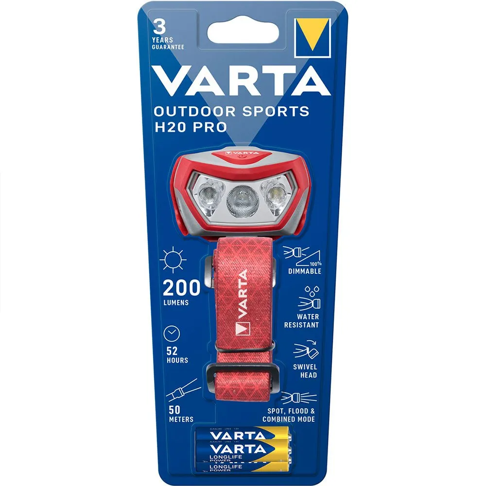 Varta H20 Pro Strålkastare, Red, One Size