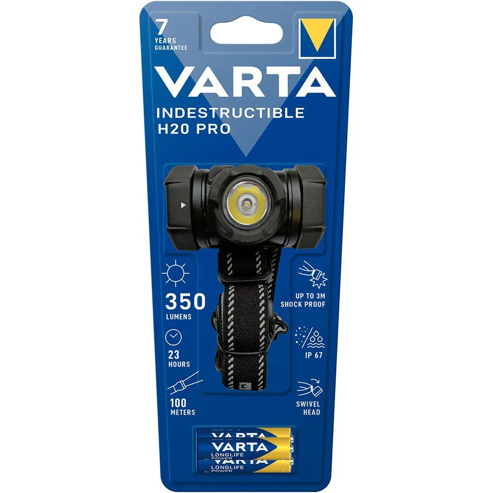 Varta Indestructible H20 Pro Pannlampa, Black, 350 Lumens