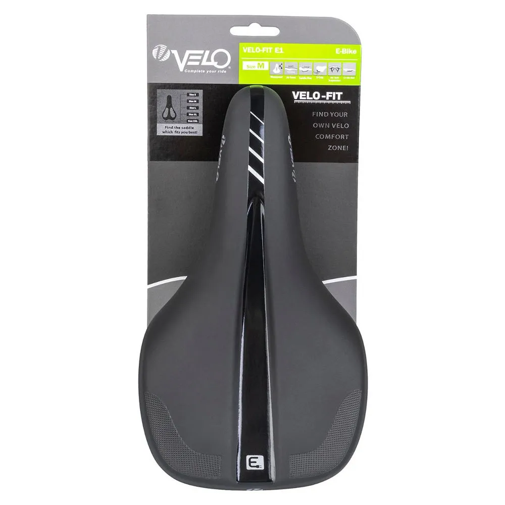 Velo Fit E1 M Cykelsadel, Black, 190mm