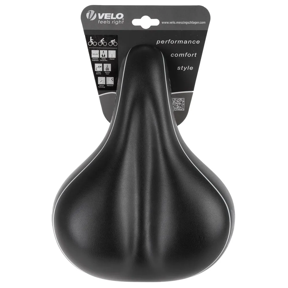Velo Plush Elasto Cykelsadel, Black, 211mm