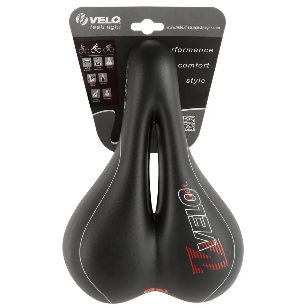 Velo Plush Gel Cykelsadel, Matt black, 177mm