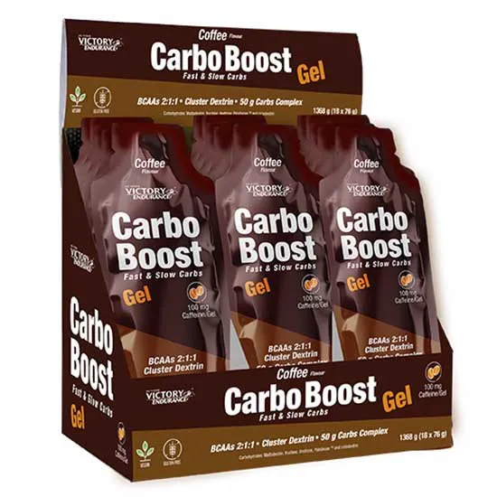 Victory Endurance Carbo Boost Låda Med Energigeler Kaffe 76g 18 Enheter, One size