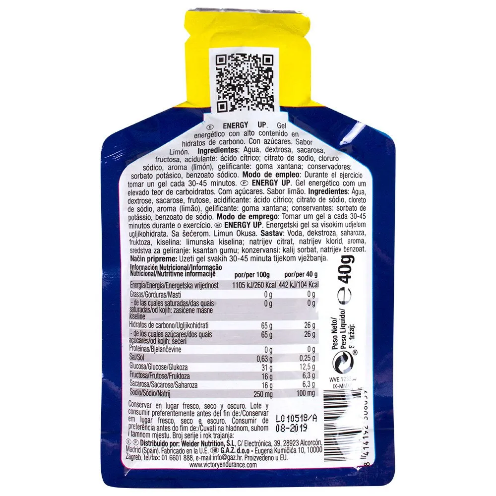 Victory Endurance Up Låda Med Energigeler Citron 40g 24 Enheter, Lemon, One Size Victory Endurance Up Låda Med Energigeler Citron 40g 24 Enheter, Lemon, One Size