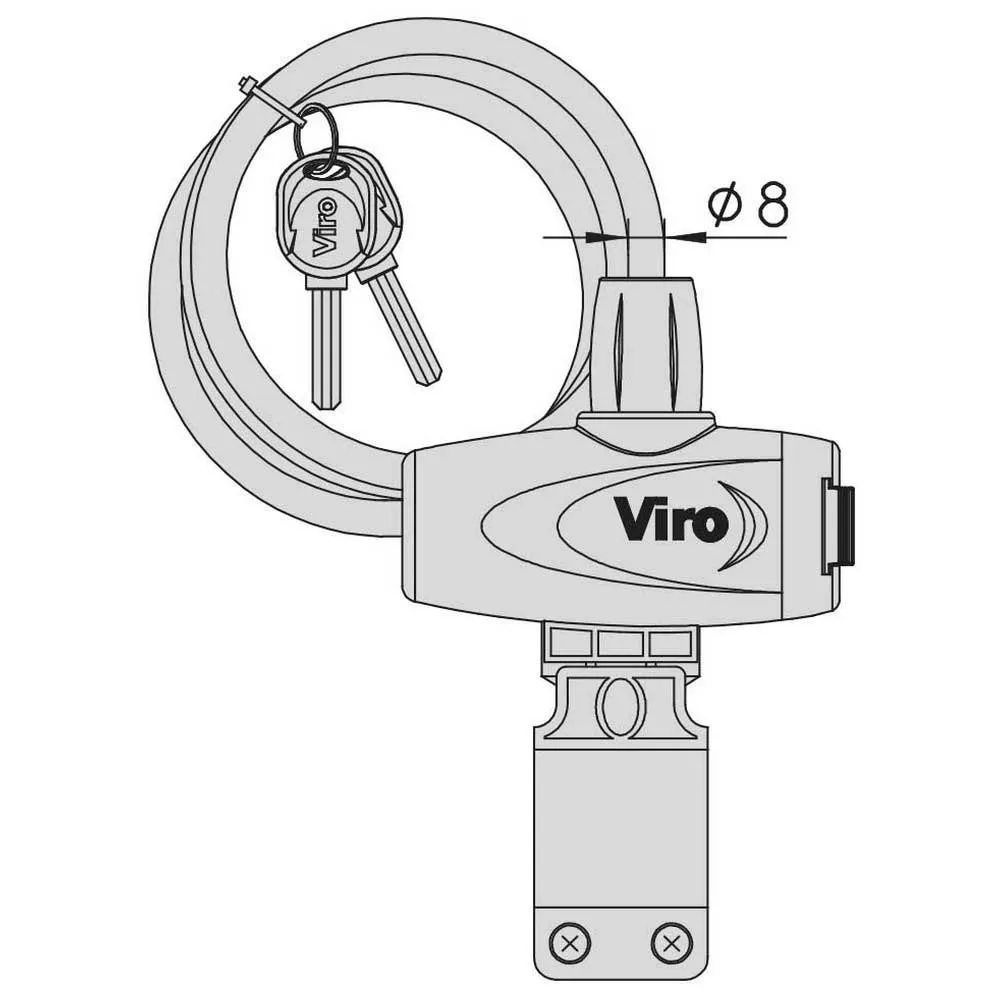 Viro Hawaii Kabellås, Red, 8 x 1800mm