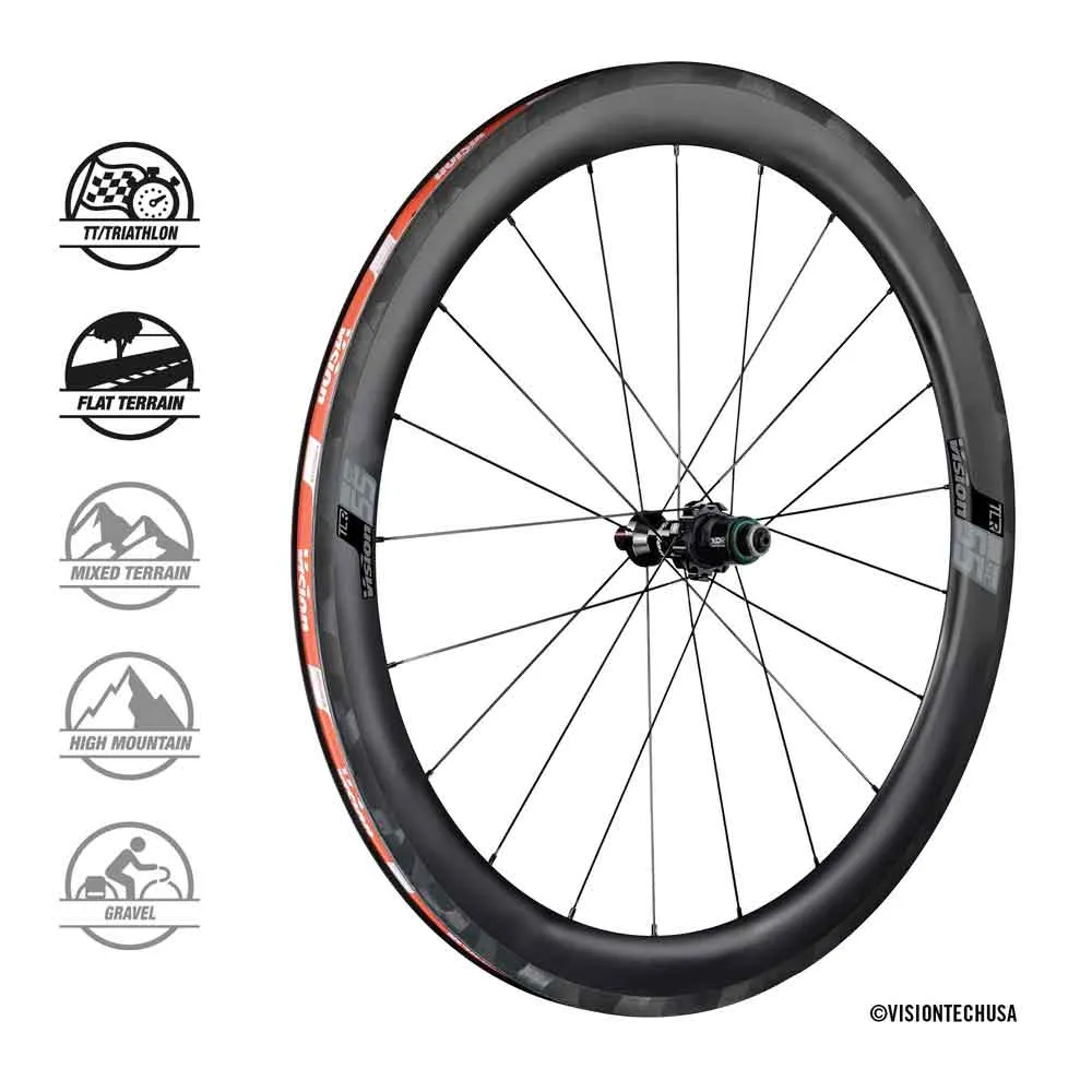 Vision Sc 55 Tubeless Landsvägshjulset, Black, 9 x 100 / 9 x 130mm, Shimano/Sram HG