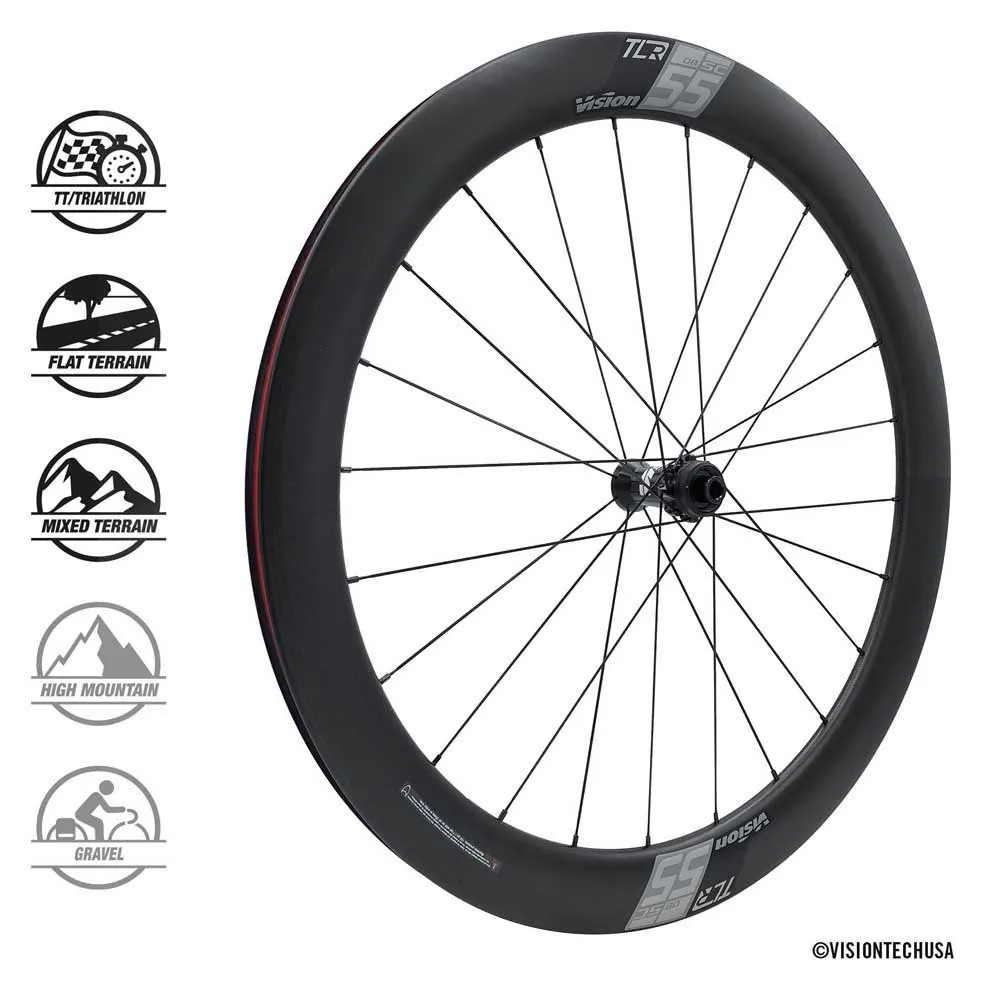 Vision Sc55 Cl Disc Tubeless Landsvägshjulset, Black, 12 x 100 / 12 x 148mm, Shimano/Sram HG Vision Sc55 Cl Disc Tubeless Landsvägshjulset, Black, 12 x 100 / 12 x 148mm, Shimano/Sram HG