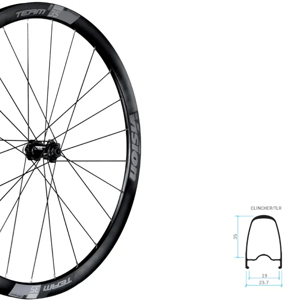 Vision Team35 Cl Disc Tubeless B2 Landsvägshjulset, Black, 12 x 100 / 12 x 142mm, Sram XDR