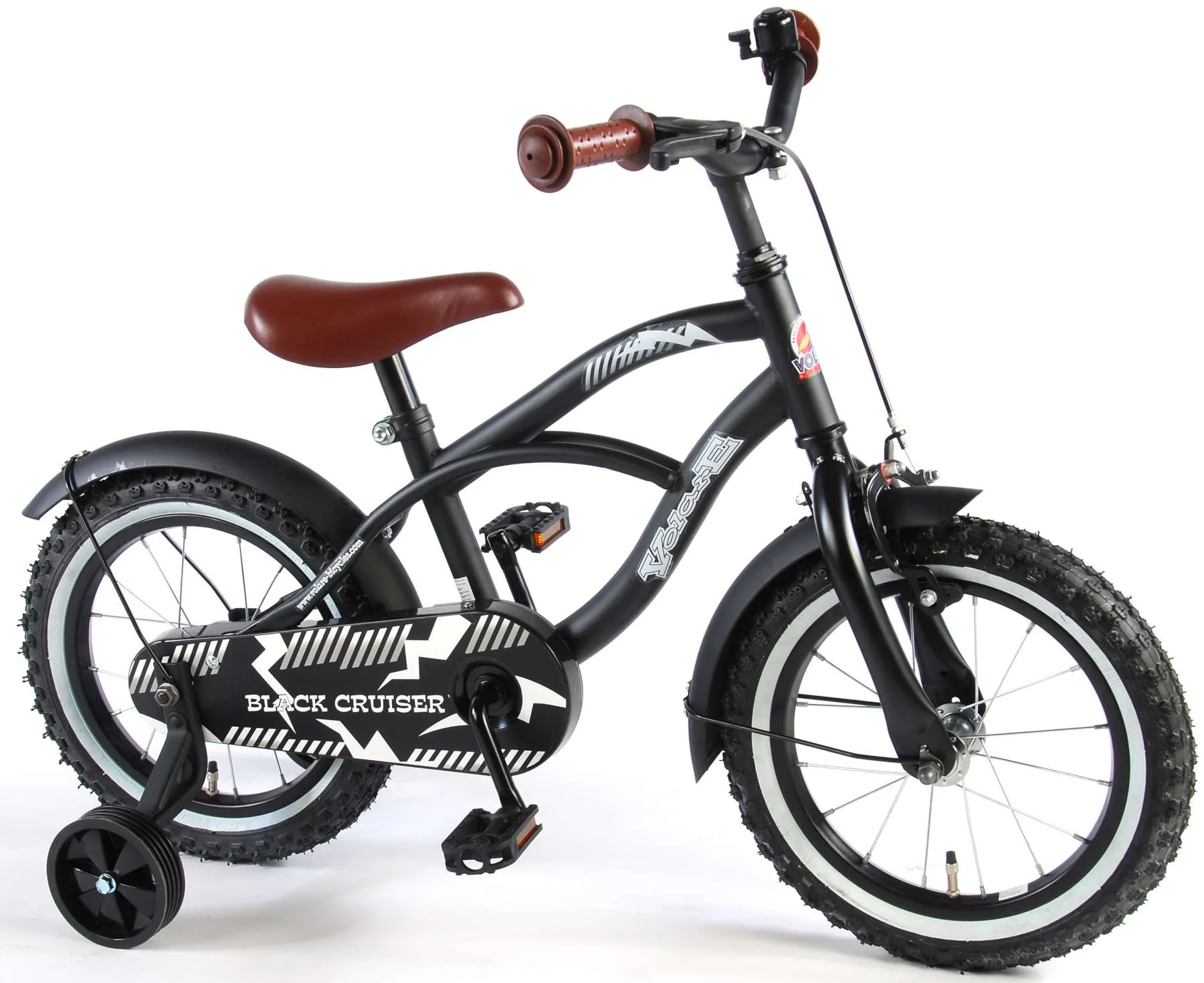 Volare Black Cruiser 14"pojkcykel med stödhjul