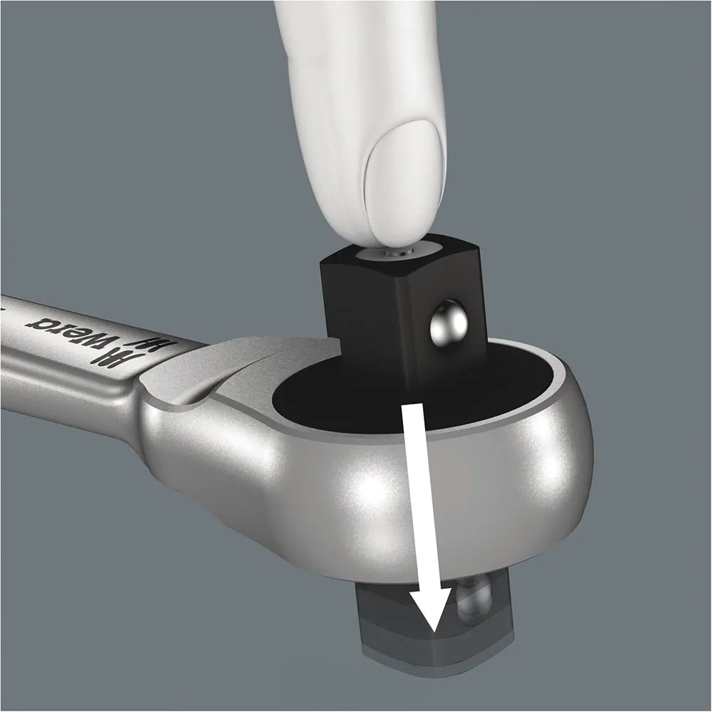 Wera 8100 Sa 7 Zyklop Metall-spärrskaftsats Med Genomgående Fyrkant, Silver, One Size