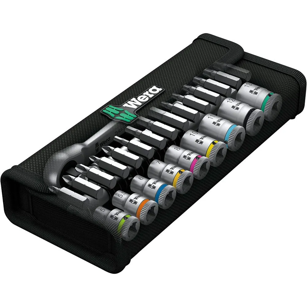 Wera 8100 Sa 7 Zyklop Metall-spärrskaftsats Med Genomgående Fyrkant, Silver, One Size
