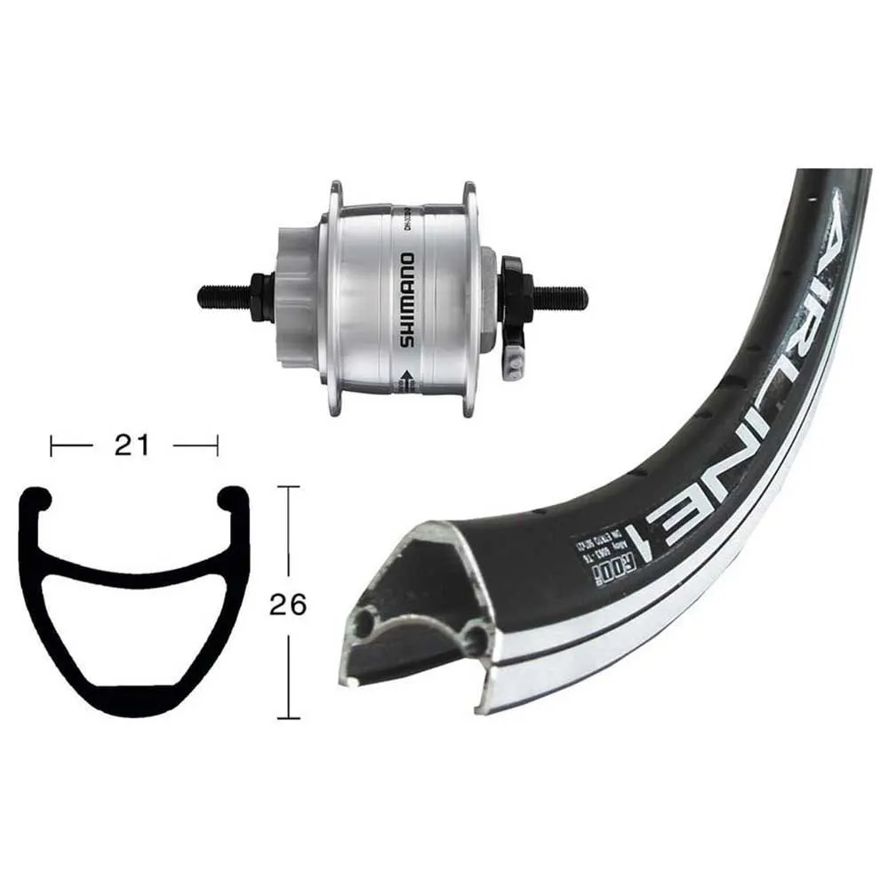 Wiener Rodi Airline 1 28´´ Disc Dynamo Dh3d32 Framhjul, Black / silver, 12 x 100mm