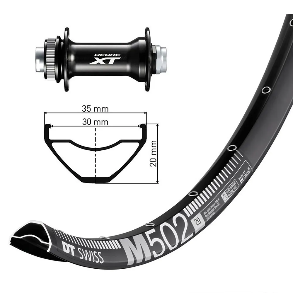 Winora Dt Swiss M502 Shimano Deore Xt 8010 29´´ Cl Disc Framhjul, Black, 15 x 110mm Winora Dt Swiss M502 Shimano Deore Xt 8010 29´´ Cl Disc Framhjul, Black, 15 x 110mm