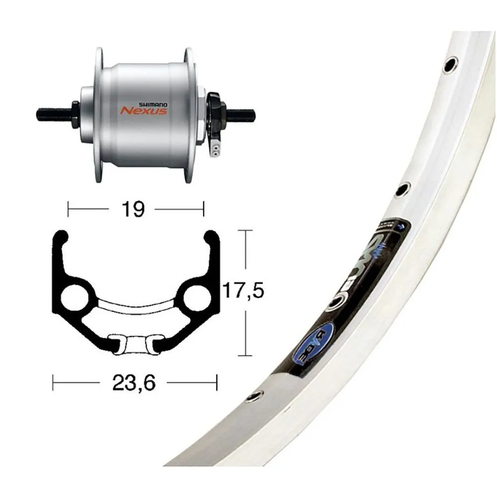 Winora Rigida Zac 19 Dynamo Shimano Dh3n31 Framhjul För Landsvägscykel, Silver, 9 x 100mm