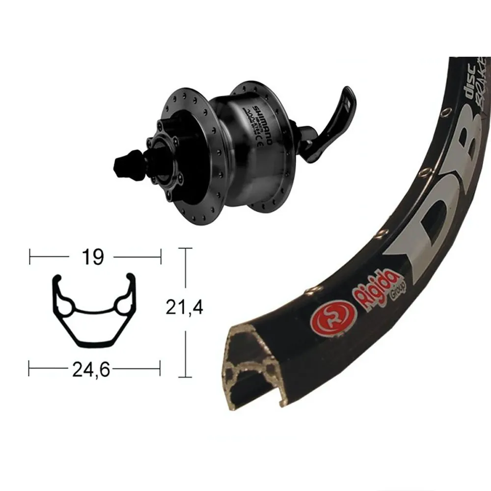 Winora Rigida Zac 2000 Qr Dynamo Shimano Dh3d35 6b Disc Framhjul För Landsvägscykel, Black, 9 x 100mm