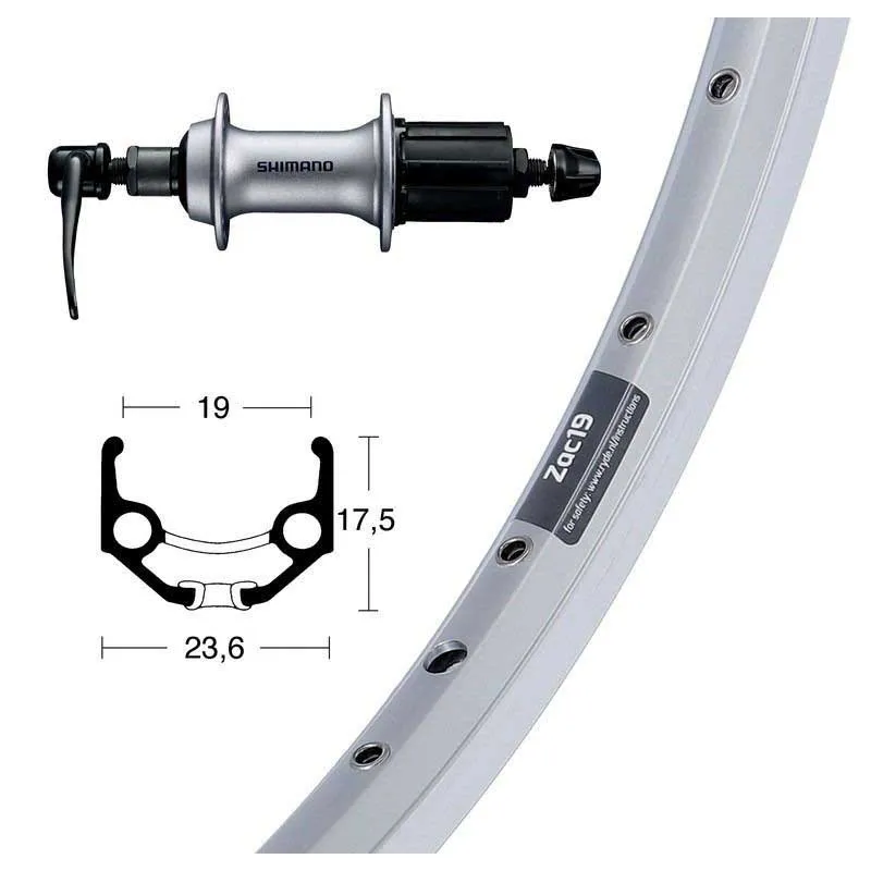 Winora Ryde Zac 19 700 Shimano Acera T3000 8s Bakhjul, Silver, 10 x 135mm Winora Ryde Zac 19 700 Shimano Acera T3000 8s Bakhjul, Silver, 10 x 135mm