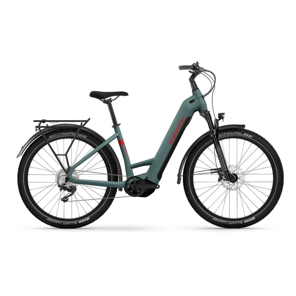 Winora Yucatan X12 Low 27.5´´ Deore 2023 Elcykel, Stone blue / red, M, 720Wh