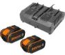 Worx 2 st 20V Batterier 4Ah med Dubbelladdare