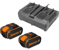 Worx 2 st 20V Batterier 4Ah med Dubbelladdare Worx 2 st 20V Batterier 4Ah med Dubbelladdare