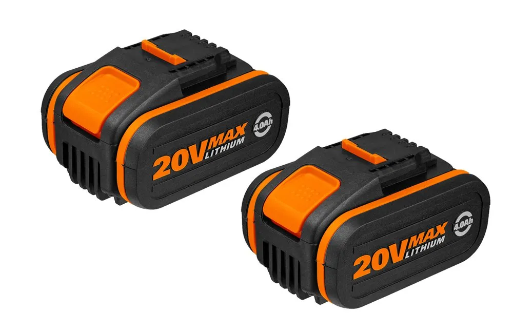 Worx 20V Batteri 4Ah med Batteriindikator Paket med 2 st