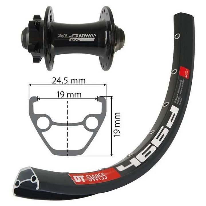 XLC Dt Swiss 466d Evo 29´´ 6b Disc Mtb Framhjul, Black, 15 x 100mm
