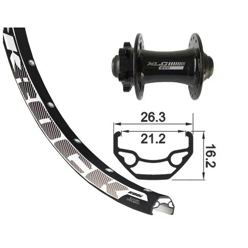XLC Rodi Black Rock 27.5´´ 6b Disc Mtb Framhjul, Black, 15 x 100mm