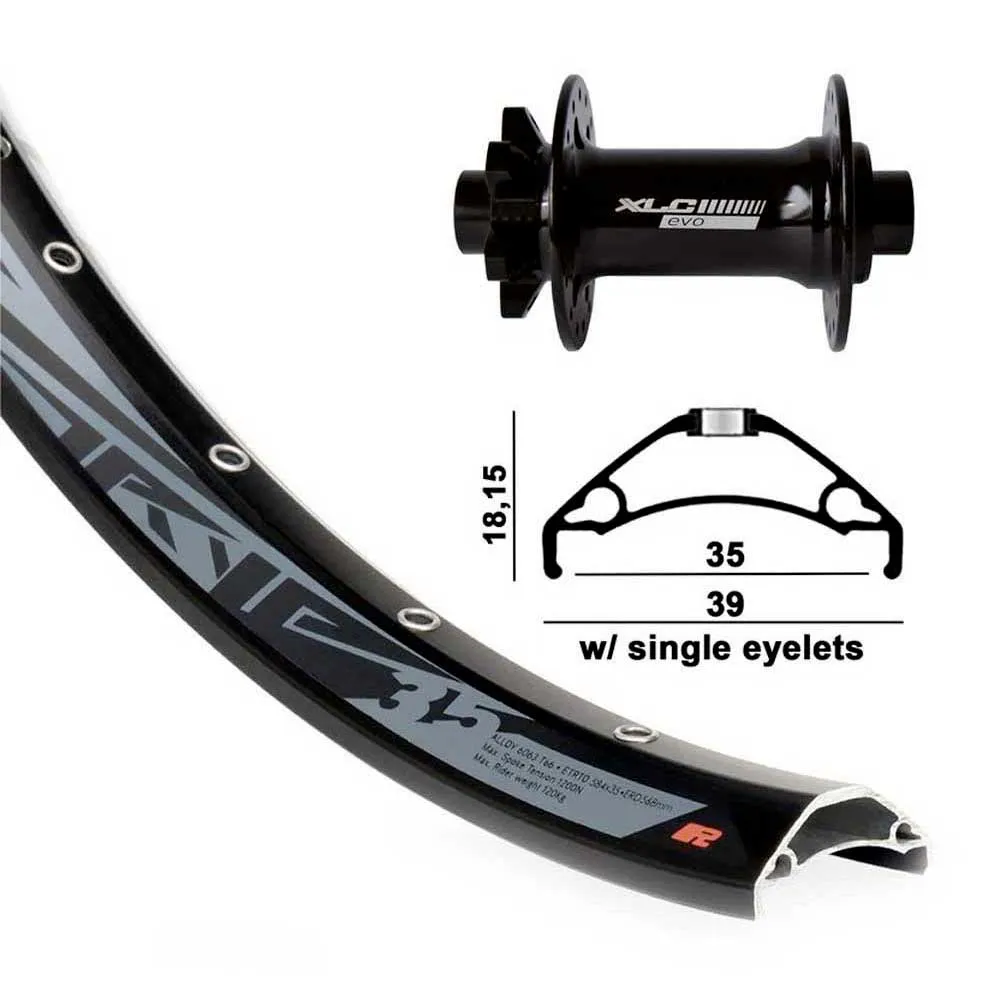 XLC Rodi Tryp 35 Evo 27.5´´ 6b Disc Mtb Framhjul, Black, 15 x 110mm XLC Rodi Tryp 35 Evo 27.5´´ 6b Disc Mtb Framhjul, Black, 15 x 110mm
