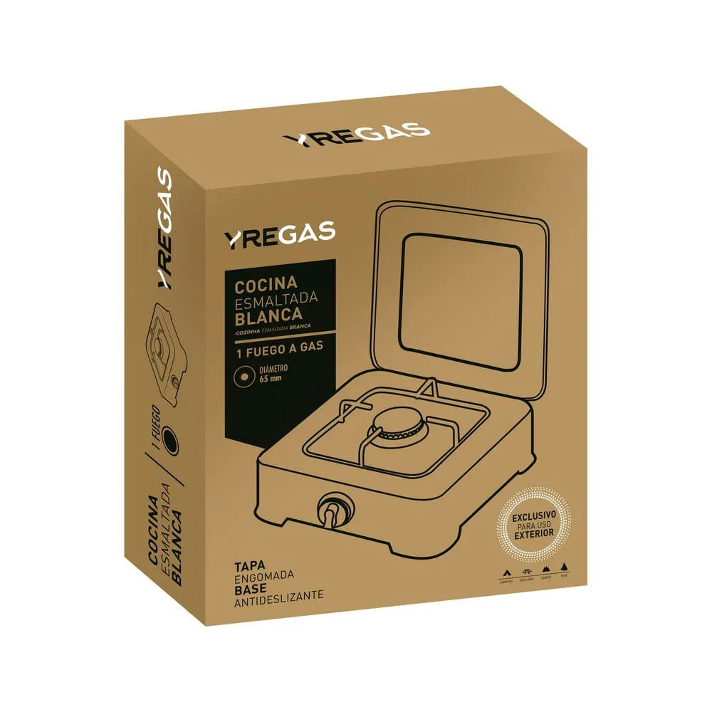 Yregas Emaljerad Gasspis 1 Brännare, White, One Size