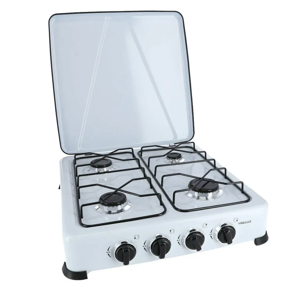 Yregas Emaljerad Gasspis 4 Brännare, White, One Size