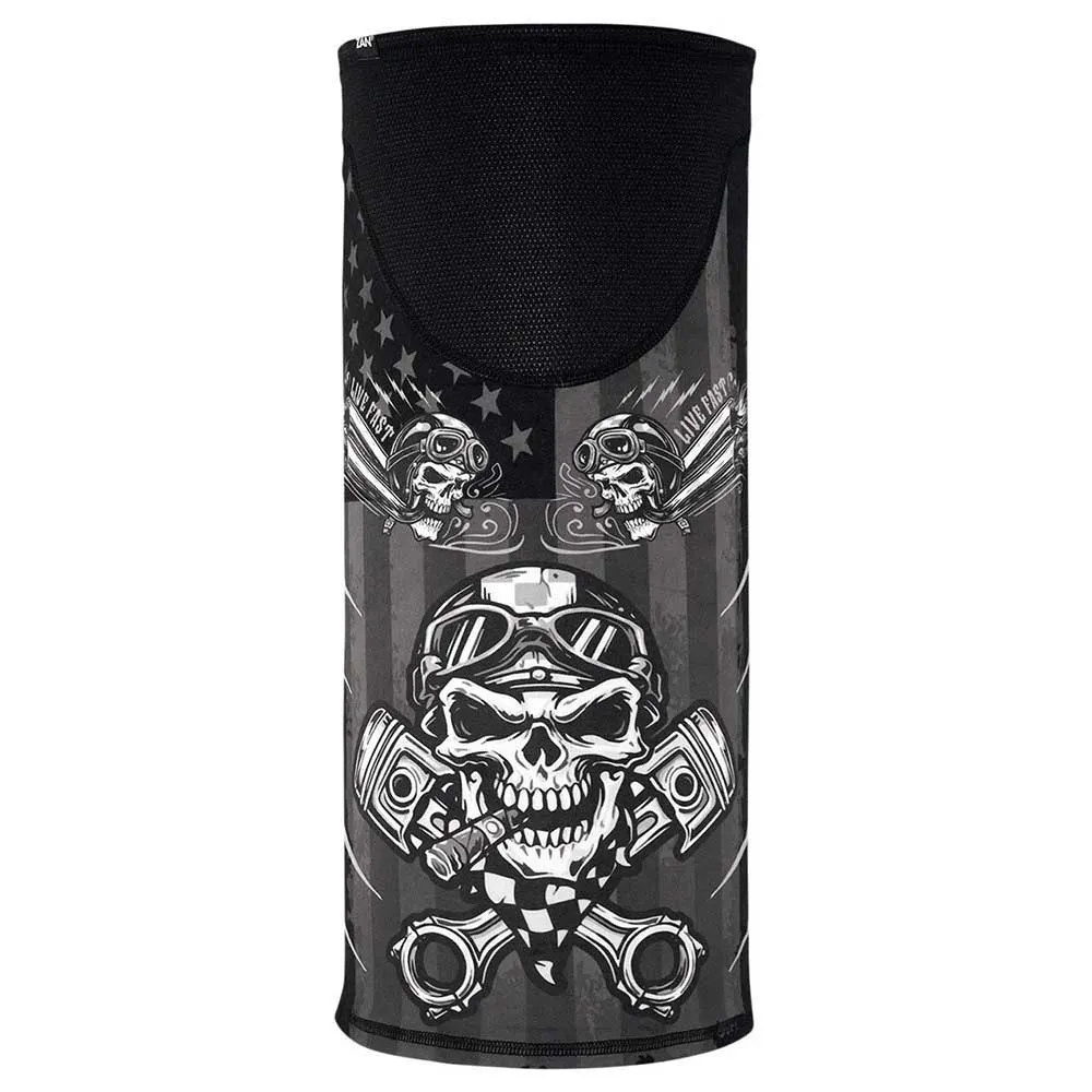 Zan Headgear Motley Tube® Sportflex® Windproof Biker Skull Halsvärmare, Black / white