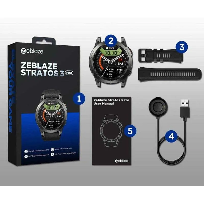Zebla Stratos 3 Pro Smartklocka, Black Zebla Stratos 3 Pro Smartklocka, Black