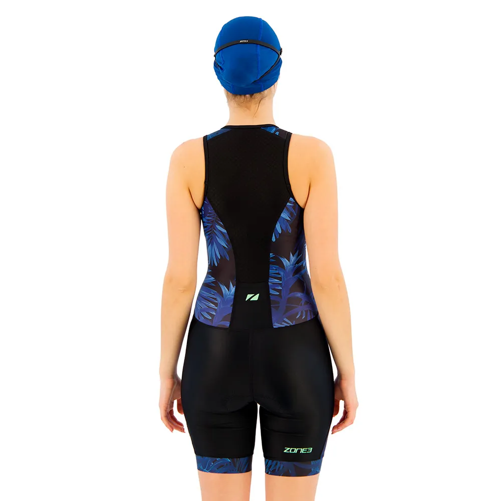 Zone3 Activate+ Tropical Palm ärmlös Triathlondräkt female, Navy / mint