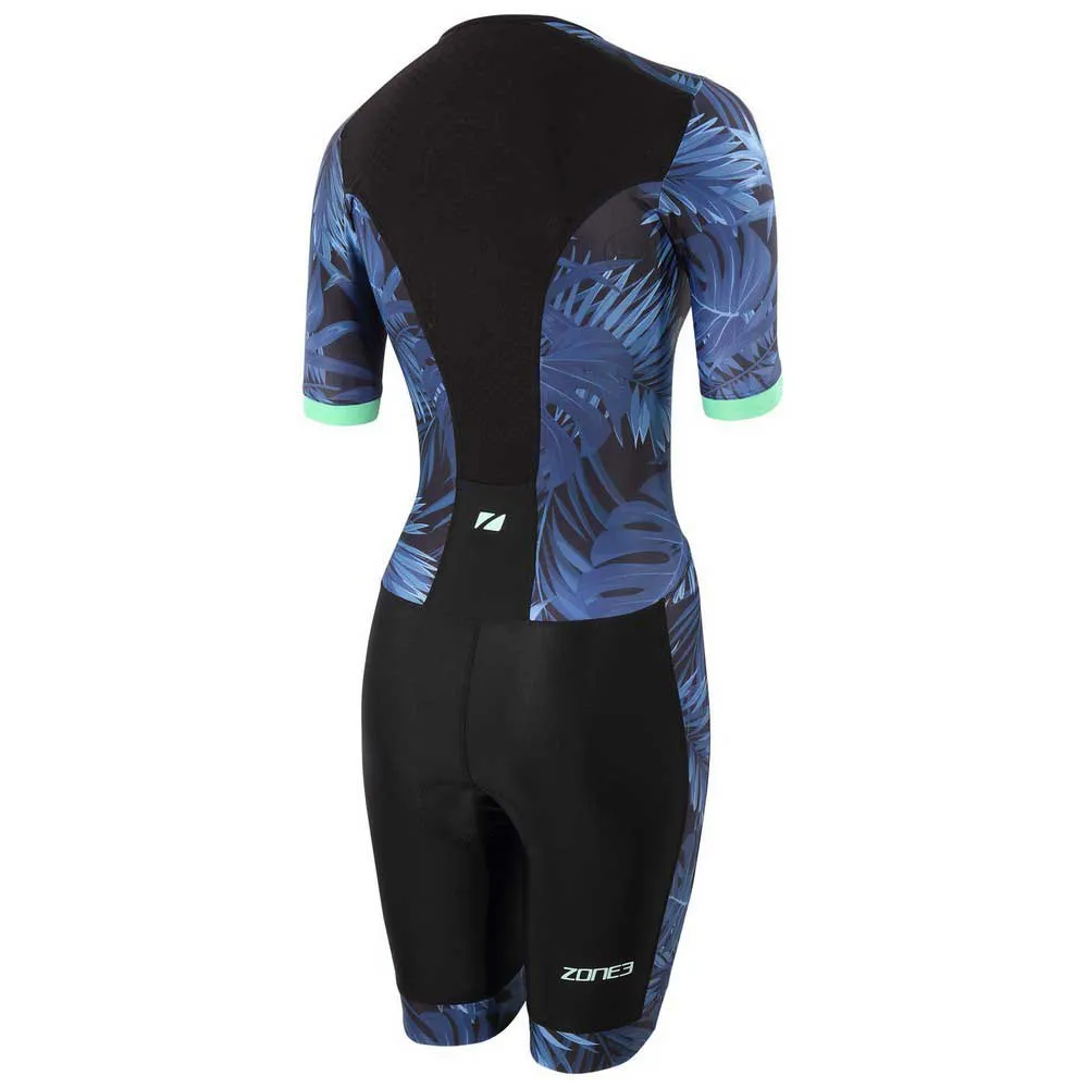 Zone3 Activate+ Tropical Palm Kortärmad Triathlondräkt female, Navy / mint
