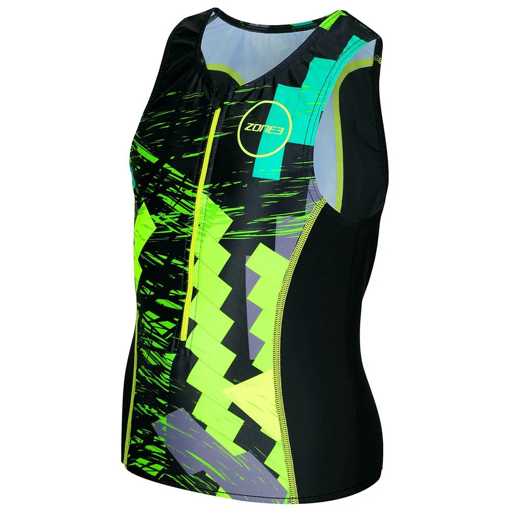 Zone3 Adventure ärmlös Triathlontröja, Black / green / yellow Zone3 Adventure ärmlös Triathlontröja, Black / green / yellow