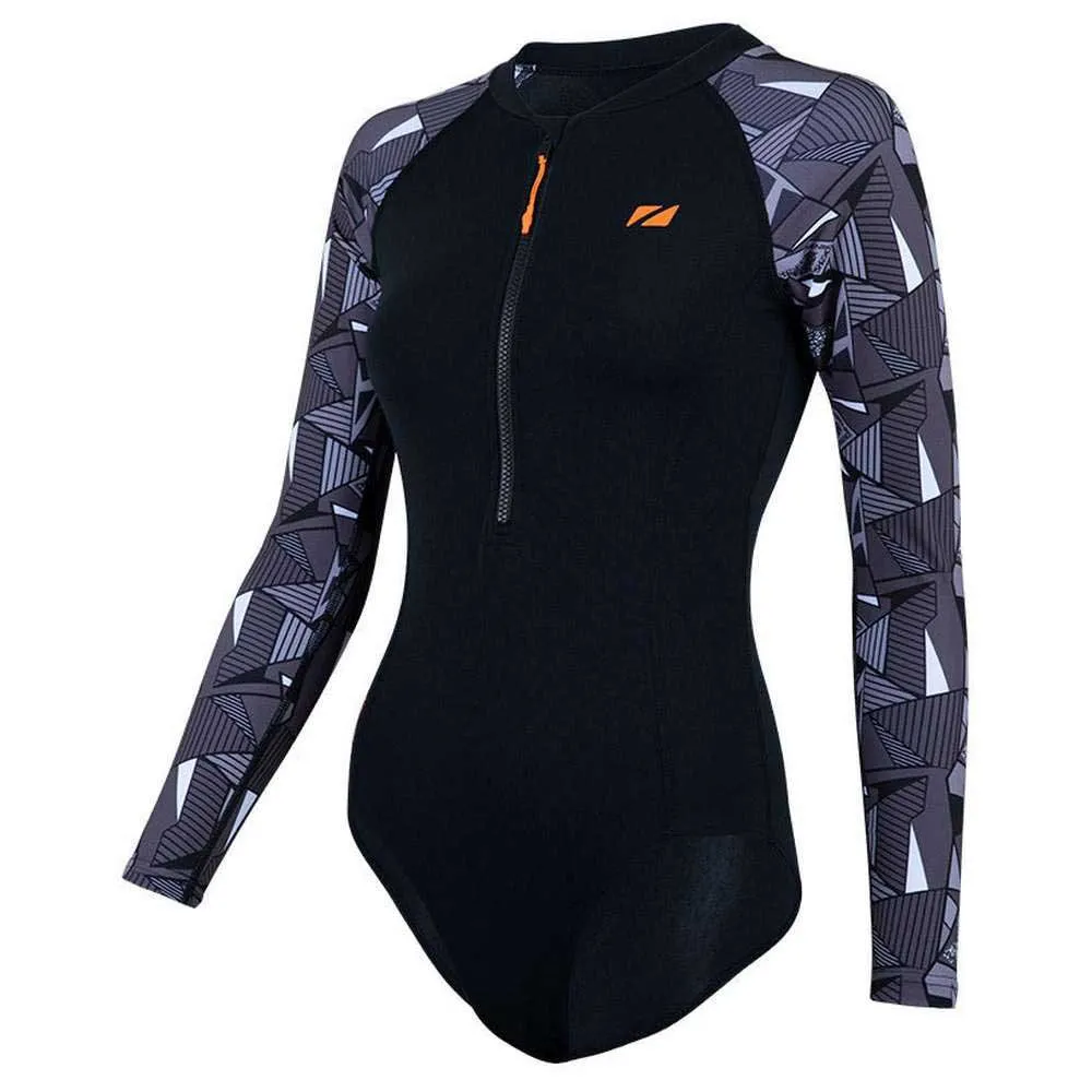 Zone3 Open Water Swim Renew Baddräkt Med Långa ärmar female, Black / white