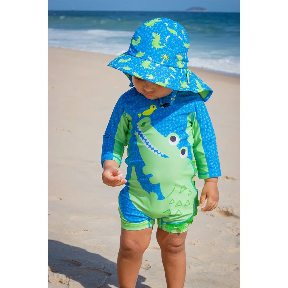 Zoocchini Krokodil Baby Badkläder Långärmad Upf 50, Multicolor, 6-12MON