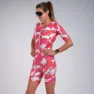 Zoot Aero Full Zip Blooms Kortärmad Triathlondräkt female, Pink / white