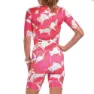Zoot Aero Full Zip Blooms Kortärmad Triathlondräkt female, Pink / white